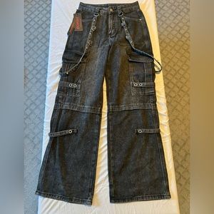 Romwe baggy wide leg jeans with metal detail. Never worn. Still in package.